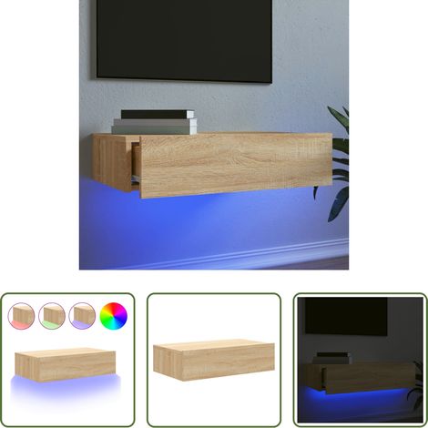 LED-Leuchten - TV-Schrank mit LED-Leuchten Sonoma-Eiche 60x35x15,5 cm (1/5)