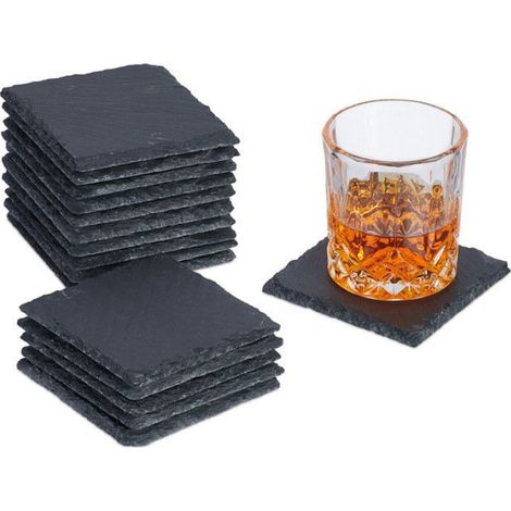 Dessous De Verre - Ardoise - 10x10 Cm - Pour Boissons Et Raclette - Lot De 16 (1/5)