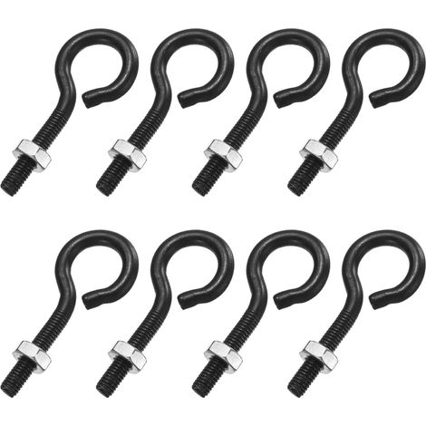 8 Pack Pitons À Œil, M3 x 20mm 304 Acier Inoxydable Pitons À Œil Filetés Noirs Avec Écrou Pour Suspendre Ou Fixer Câbles (1/5)