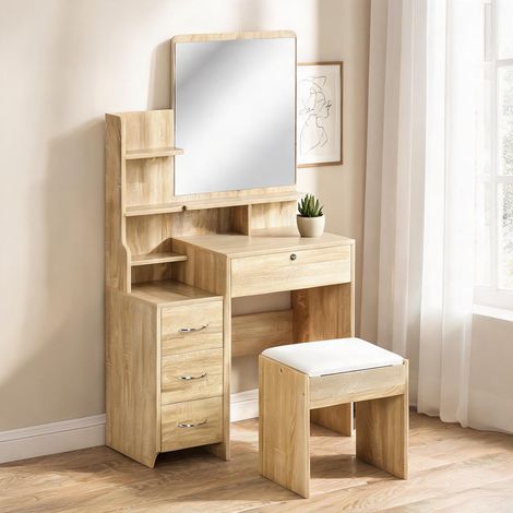Coiffeuse en melamina de Madera Vidrio Templado 80 x 38 x 143 cm (1/5)