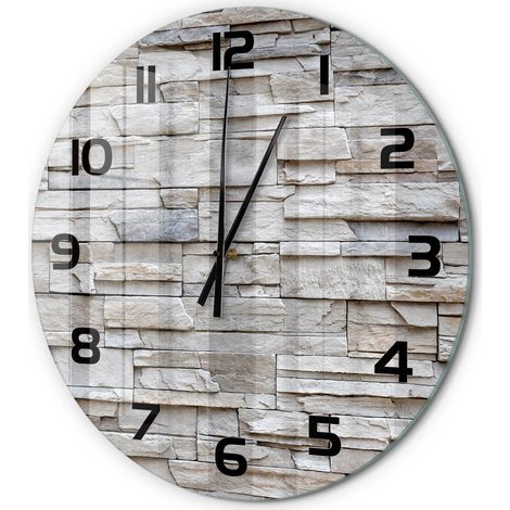 Horloge Murale Ronde Déco Moderne en Verre Silencieuse Salon Cuisine Mur de pierre fi 60 cm (1/5)