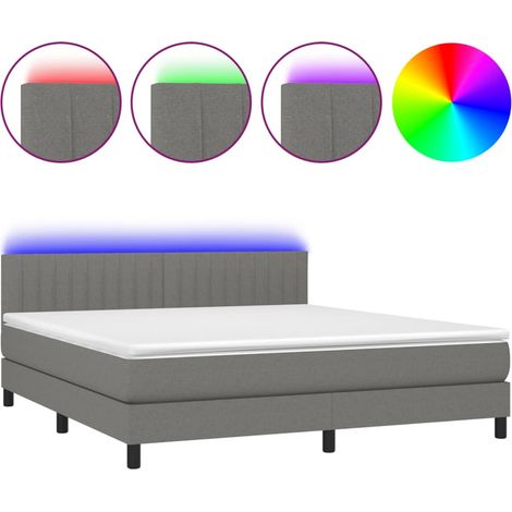 Maison Exclusive - Cama box spring colchón y luces LED tela gris