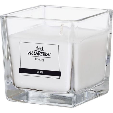 Villa Verde Duftkerze im Glas klar eckig White, 8 x 8 x 8 cm Duftkerzen