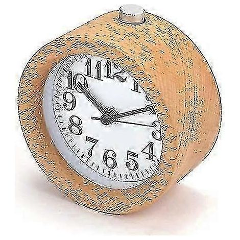 Petit réveil de chevet classique en bois, silencieux et doté d'une veilleuse, idéal pour faire la grasse matinée. (1/4)