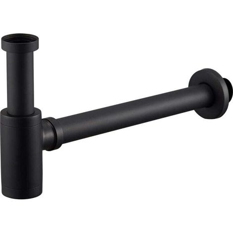 Siphon de lavabo et d'évier de conception universelle noir avec ouverture de nettoyage siphon design siphon tubulaire (1/4)