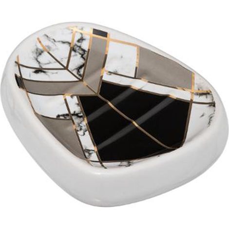 Porte Savon en Céramique Geometrix 12cm Noir