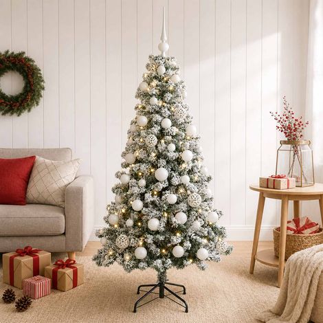 vidaXL Artificial Christmas Tree with Bauble 120 cm 150 LEDs (1/5)