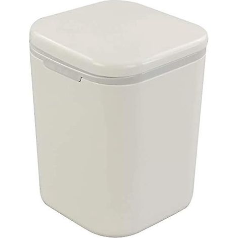 mini Poubelle De Bureau  Bouton-poussoir Avec Couvercle -1,8 L (blanc) (1/5)