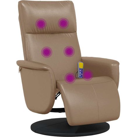 Poltrona Reclinabile Massaggi Poltrona Relax Poggiapiedi Cappuccino Similpelle (1/4)