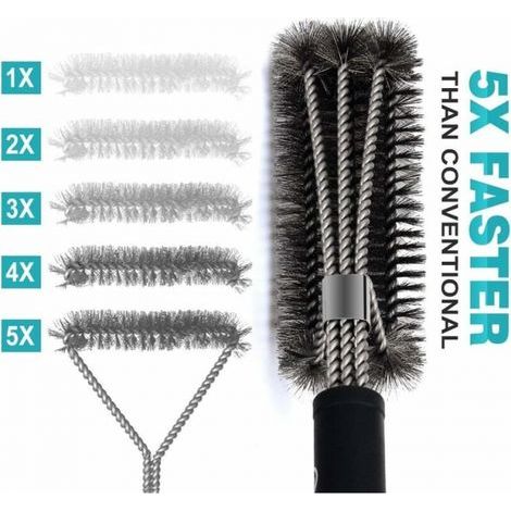Barbecue Brush, 3-in-1 Barbecue Cleaning Brush, Long Handle, Stainless Steel Bristles for Quick & Efficient Cleaning of All Grills (1/5)