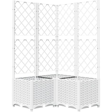 Jardinières avec treillis, Pots de Fleurs d'extérieur, Blanc 80x80x136 cm PP OIB3081E (1/5)
