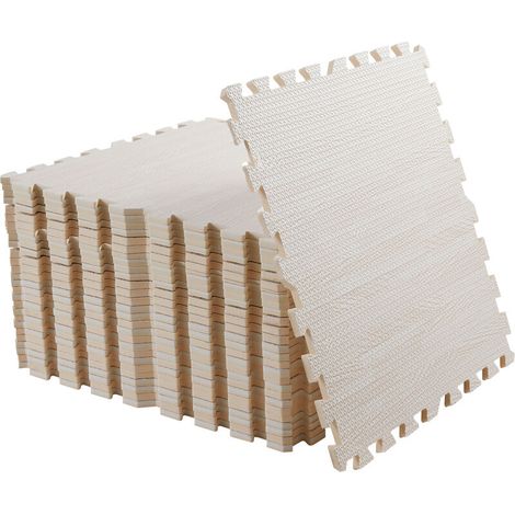 Tappetini in schiuma ad incastro - 240 x 180 cm - Effetto legno morbido per soggiorno, camera da letto, palestra - Spessore 1,0 cm, beige, 12 pezzi