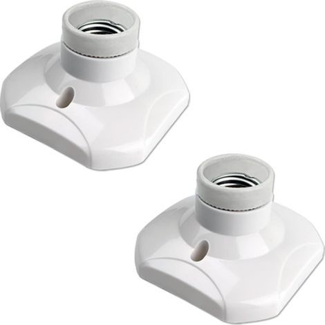 E27-Schraubfassung für Deckenleuchten (2er-Pack) für Wand- und LED-Lampen, 230 V Wechselstrom, Kunststoffsockel, geeignet für Garagen-/Werkstattdecken (1/5)