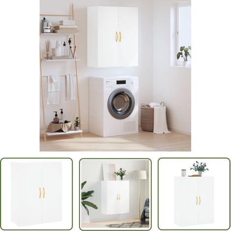 The Living Store Armoire murale blanc 69,5x34x90 cm - Meuble Mural - Armoire Murale - Rangement Mural - Meuble De Rangement - Armoire Blanche (1/5)