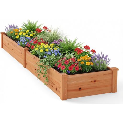 Hochbeet, Holz, 240 x 60 x 25 cm, offener Boden