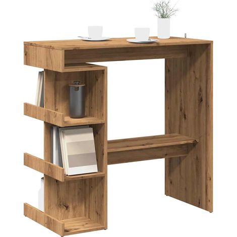 Vidaxl – Table de bar avec étagère de rangement – Bois d'ingénierie – Dimensions 100x48x101,5 cm – Repose-pieds intégré – Facile à entretenir