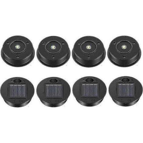 Couvercle Avec Panneau Solaire LED - Lanterne Solaire Extérieure - Diamètre 7 Cm - Noir - Lot De 8