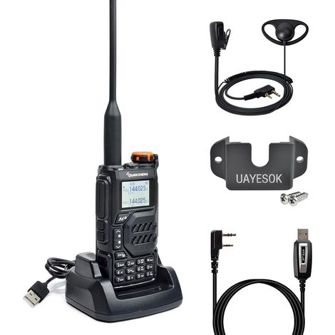 Talkie Walkie Longue Portée avec écouteur et câble de programmation Supports pour Voiture VHF UHF 200 Canaux RadioPortable Rechargeable Professionnelle AM/FM/DTMF, VOX, Fréquence Copie (1/5)