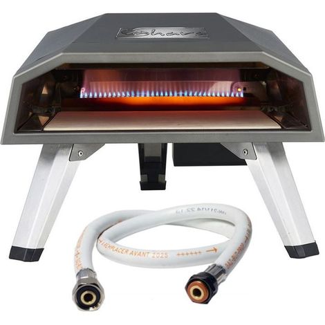 Four à pizza à gaz 450°C – Pierre réfractaire – Brûleur haute énergie – Allumage piézo – Transportable 12.85 kg – Usage extérieur – Sahara