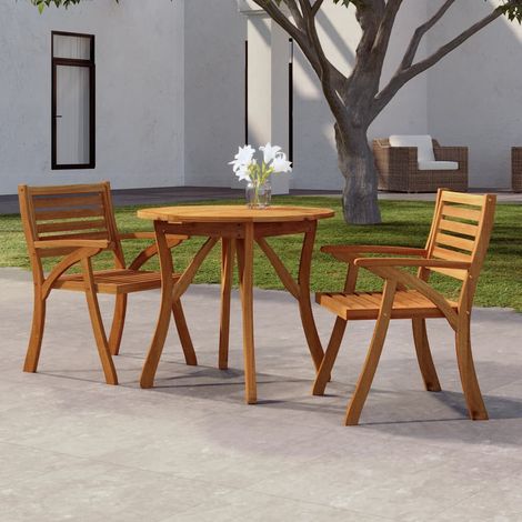 Table d'extérieur Table de salon de jardin - Ø 85 cm Bois d'acacia solide BV412596 - BonneVie (1/5)