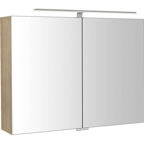 Sapho Riwa - Armadietto a specchio con illuminazione a LED 81x70x17 cm, olmo bardini RIW080-0013 (1/5)