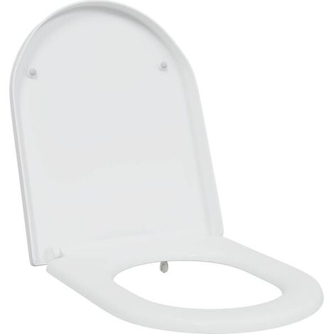 Abattant de toilette blanc, mesurant 49 x 36 x 4 cm, en plastique Duroc. (1/5)