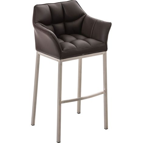 Sgabello da Bar Damaso in Similpelle con Base a Quattro Gambe marrone acciaio inossidabile (1/5)