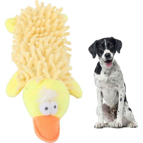 Animal de compagnie chat petit chien en peluche forme animale mignonne avec dispositif sonore pour les dents molaires jouant au canard jaune mordant (1/5)