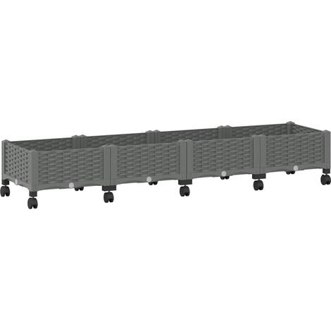Vaso da Giardino con Ruote Grigio Chiaro 160 x 40 x 33 cm PP vidaXL