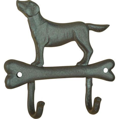 Appendino da parete a forma di osso con cane e 2 ganci