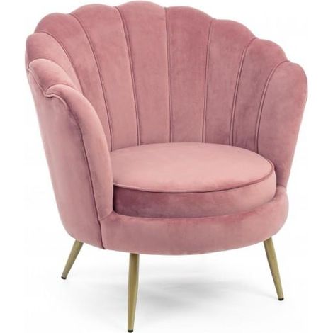 Muschelsessel "Gigliola" aus antikem rosa Samt h 84 cm moderne Wohnzimmermöbel (1/5)