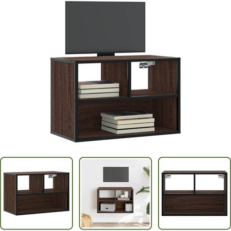 Meuble tv murale - Meuble TV chêne brun 60x31x39,5 cm bois d'ingénierie et métal (1/5)