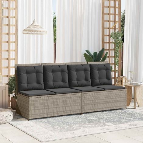 Gartenbank Hellgrau Poly-Rattan