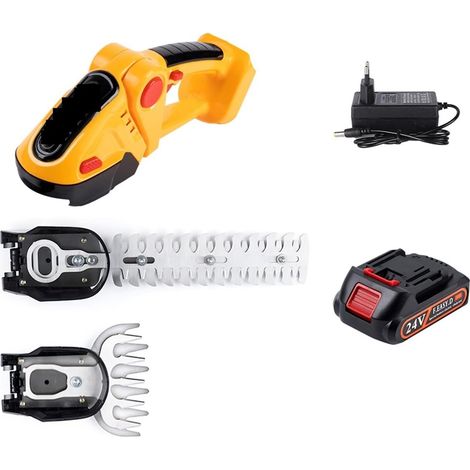 2 en 1 24V Taille-haie électrique sans Fil 20000 TR/Min Rechargeable Portable ménage arbuste désherbage élagage Tondeuse Outils de Jardin (Color : Yellow-1 Battery, Size : Q) (1/5)