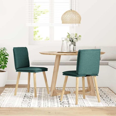 Lot de 2 Chaises à manger,Chaise de cuisine vert foncé tissu CFW66635 (1/5)