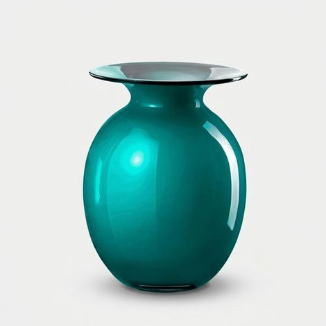 Vaso decorativo in vetro artigianale Bombetta 25 - Blu (1/2)