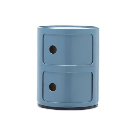 Kartell 04966AZ – Élément modulaire à deux compartiments en ABS, bleu clair, avec base ronde.