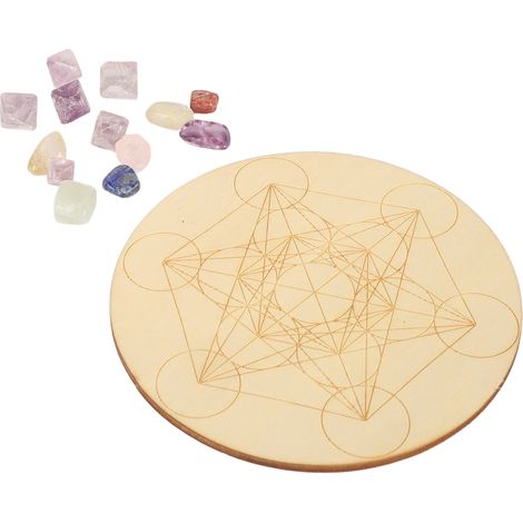 Ensemble de grilles de cristaux de guérison colorées, planches de divination avec chakras, pierres de cristal pour la méditation et le sommeil A05 (1/5)