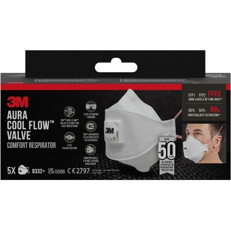 3M 9332PRO5 respirador reutilizable FFP3 Mascarilla de media cara Respirador purificador de aire