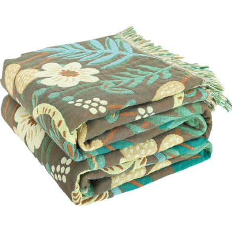 Gasa 100% algodón, manta tipo toalla, manta para dormir para adultos, manta individual para aire acondicionado, manta refrescante, funda para sofá, 150 cm x 200 cm (1/2)