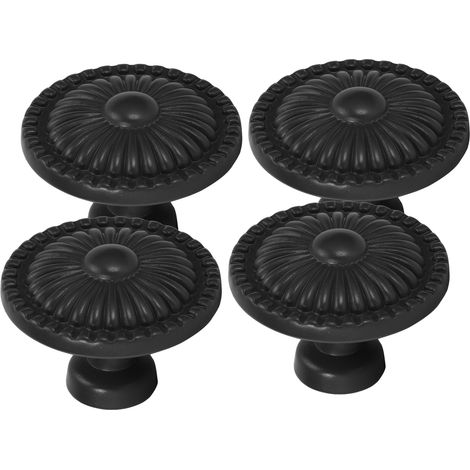 Lot de 4 poignées rondes en alliage de zinc à un trou pour placard de cuisine/penderie, noir 388 (1/5)