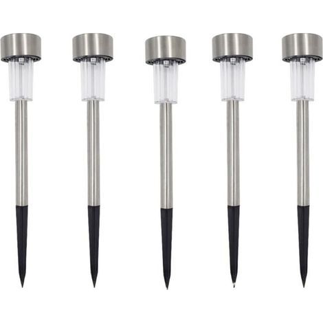 Set mit 5 LED-Solar-Pollerleuchten, Gartensteckerleuchten, weißes Licht (1/5)