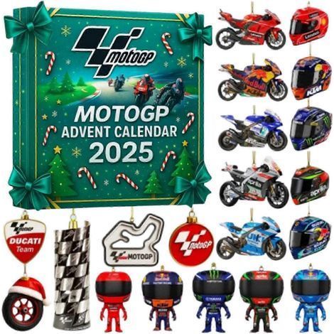 Calendrier de l'Avent MotoGP 2025 – Compte à rebours de Noël 20 jours – 24 figurines de collection – Acrylique 2D