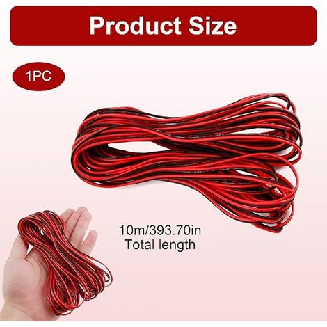 22AWG 10M Câble de Haut-Parleur Mètres Fils électrique, Fil de Cuivre Étain Souple, 12V Flexible pour Câblage et Projets DIY (1/4)