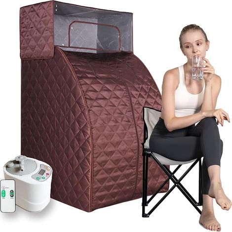 Kit de Sauna portatif Tente de Sauna portative Pliante, Mini Salle de Sauna à Vapeur Humide, Corps Complet for la thérapie de récupération détox Tente de Sauna personnelle pour Spa à Domicile (1/5)