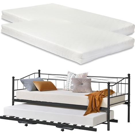 Metallbett Skutskär mit Matratze 90x200cm Schwarz en.casa (1/5)