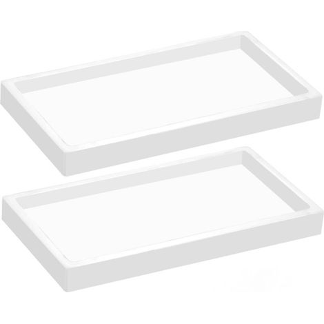 Rechteckiges Dekotablett, Badezimmertablett, Schminktischtablett, 20 x 10 cm (weiß, 2 Stück) (1/4)