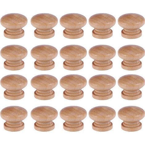 Poignées de porte en bois en forme de champignon, lot de 15, style jaune clair (1/5)