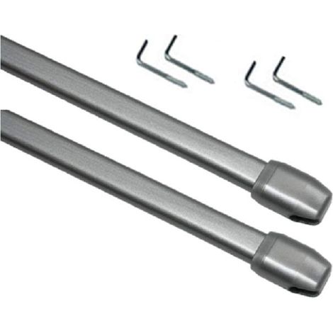 ATELIERS 28 Tringles de vitrage Extensibles - Plate/Ovale - Métal - Lot de 2 80 x 110 cm Gris (1/4)
