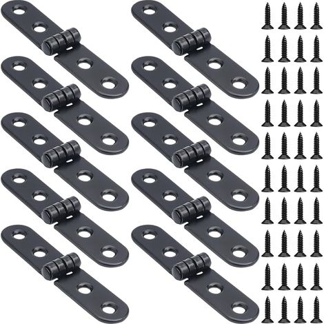 180 Degree Folding Door Hinge with 40 Screws for Folding Tables Cabinets Wooden Boxes Sewing Machine (Black)